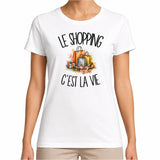 T-shirt Femme Blanc Le shopping c'est la vie
