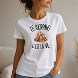 T-shirt Femme Blanc Le shopping c'est la vie