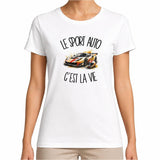 T-shirt Femme Blanc Le sport auto c'est la vie