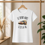 T-shirt Femme Blanc Le sport auto c'est la vie