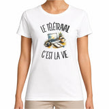 T-shirt Femme Blanc Le télétravail c'est la vie