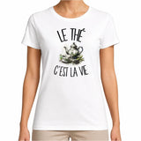 T-shirt Femme Blanc Le thé c'est la vie