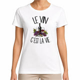 T-shirt Femme Blanc Le vin c'est la vie