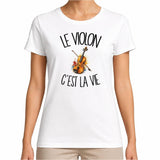 T-shirt Femme Blanc Le violon c'est la vie