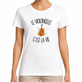 T-shirt Femme Blanc Le violoncelle c'est la vie