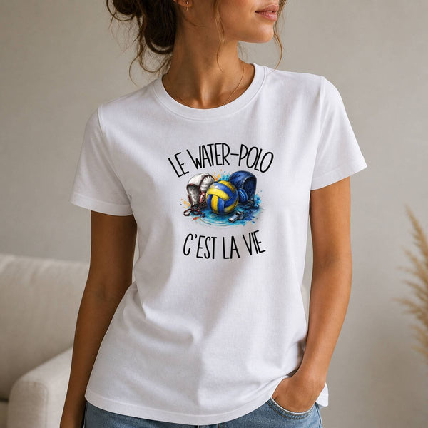 T-shirt Femme Blanc Le water-polo c'est la vie