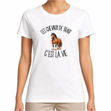 T-shirt Femme Blanc Les chevaux de trait c'est la vie