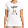 T-shirt Femme Blanc Les chèvres c'est la vie