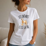 T-shirt Femme Blanc Les chèvres c'est la vie