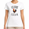 T-shirt Femme Blanc Les coqs c'est la vie