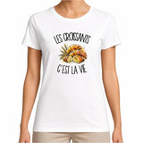 T-shirt Femme Blanc Les croissants c'est la vie