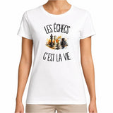 T-shirt Femme Blanc Les échecs c'est la vie