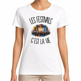 T-shirt Femme Blanc Les festivals c'est la vie
