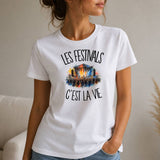 T-shirt Femme Blanc Les festivals c'est la vie