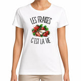 T-shirt Femme Blanc Les fraises c'est la vie