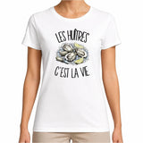 T-shirt Femme Blanc Les huîtres c'est la vie