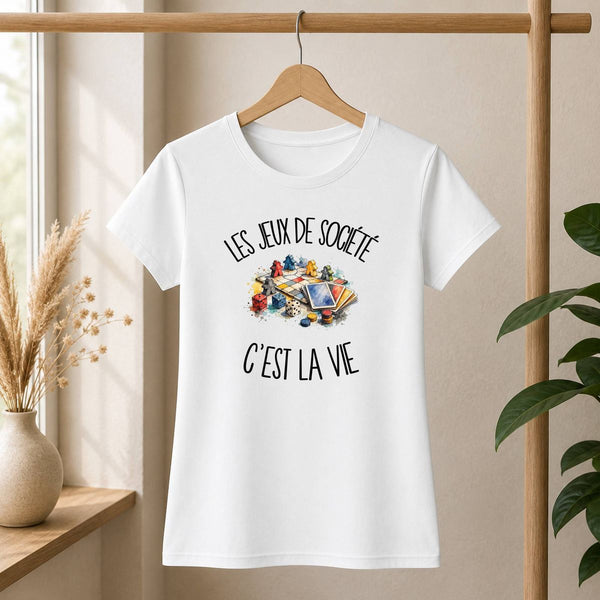 T-shirt Femme Blanc Les jeux de société c'est la vie