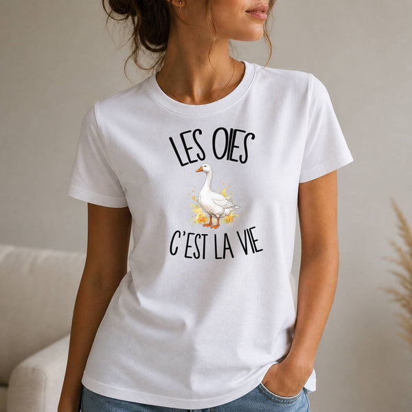 T-shirt Femme Blanc Les oies c'est la vie