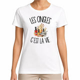 T-shirt Femme Blanc Les ongles c'est la vie