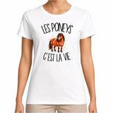 T-shirt Femme Blanc Les poneys c'est la vie