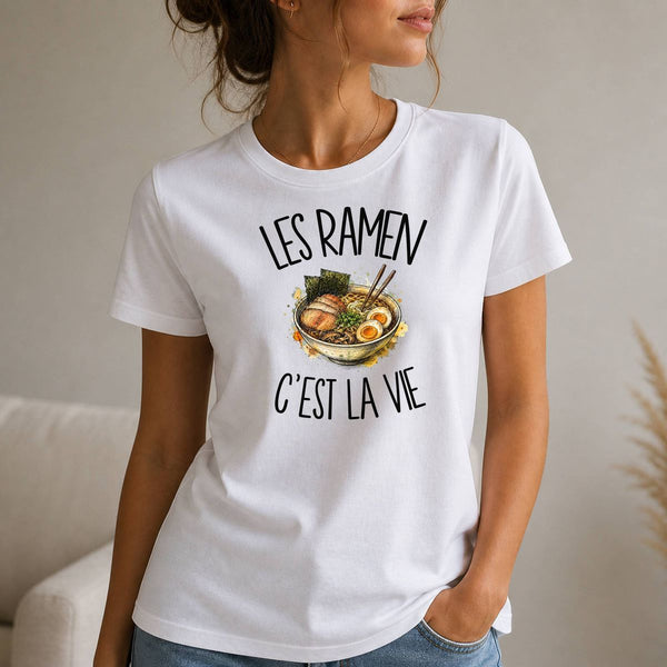 T-shirt Femme Blanc Les ramen c'est la vie