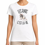 T-shirt Femme Blanc Les rats c'est la vie