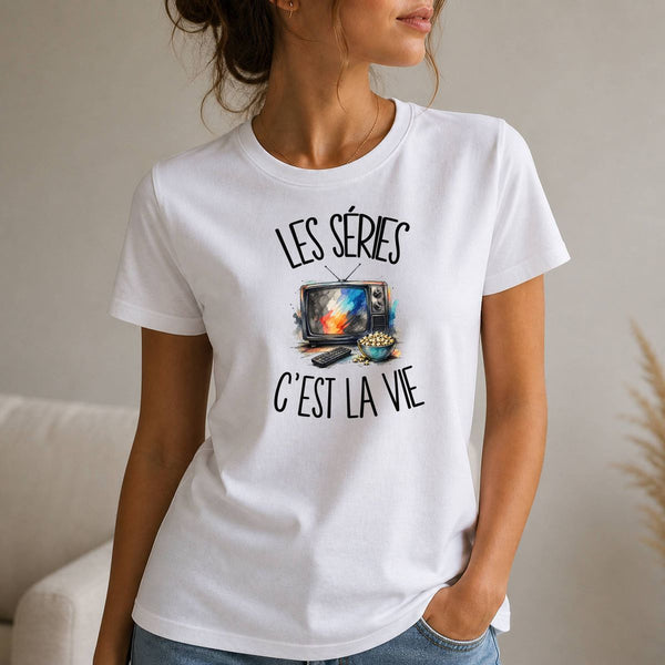 T-shirt Femme Blanc Les séries c'est la vie