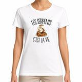 T-shirt Femme Blanc Les serpents c'est la vie