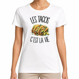 T-shirt Femme Blanc Les tacos c'est la vie