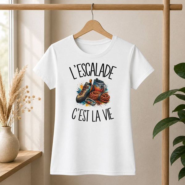 T-shirt Femme Blanc L'escalade c'est la vie