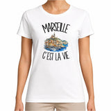 T-shirt Femme Blanc Marseille c'est la vie