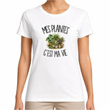 T-shirt Femme Blanc Mes plantes c'est ma vie