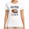 T-shirt Femme Blanc Mon amour c'est ma vie