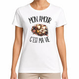 T-shirt Femme Blanc Mon amour c'est ma vie
