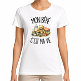 T-shirt Femme Blanc Mon bébé c'est ma vie