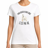 T-shirt Femme Blanc Mon Berger Blanc Suisse c'est ma vie
