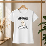T-shirt Femme Blanc Mon Bichon c'est ma vie