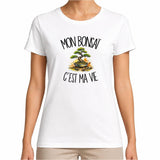T-shirt Femme Blanc Mon bonsaï c'est ma vie