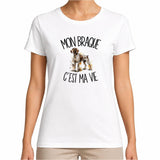 T-shirt Femme Blanc Mon Braque c'est ma vie