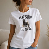 T-shirt Femme Blanc Mon Briard c'est ma vie