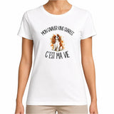 T-shirt Femme Blanc Mon Cavalier King Charles c'est ma vie