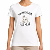 T-shirt Femme Blanc Mon Dogue Argentin c'est ma vie