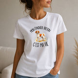 T-shirt Femme Blanc Mon Épagneul Breton c'est ma vie