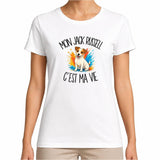 T-shirt Femme Blanc Mon Jack Russell c'est ma vie