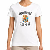 T-shirt Femme Blanc Mon Labrador c'est ma vie