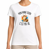 T-shirt Femme Blanc Mon Maine Coon c'est ma vie
