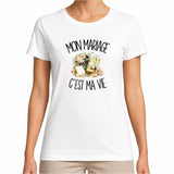 T-shirt Femme Blanc Mon mariage c'est ma vie
