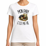 T-shirt Femme Blanc Mon papi c'est ma vie