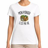 T-shirt Femme Blanc Mon potager c'est ma vie