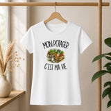 T-shirt Femme Blanc Mon potager c'est ma vie